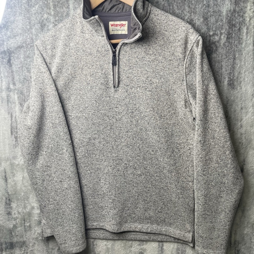 Wrangler Authentics Men's Small Gray 1/4 Zip Fleece Pullover Sweater